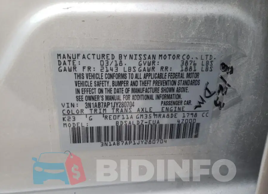 3N1AB7AP1JY280704 Photo# 13