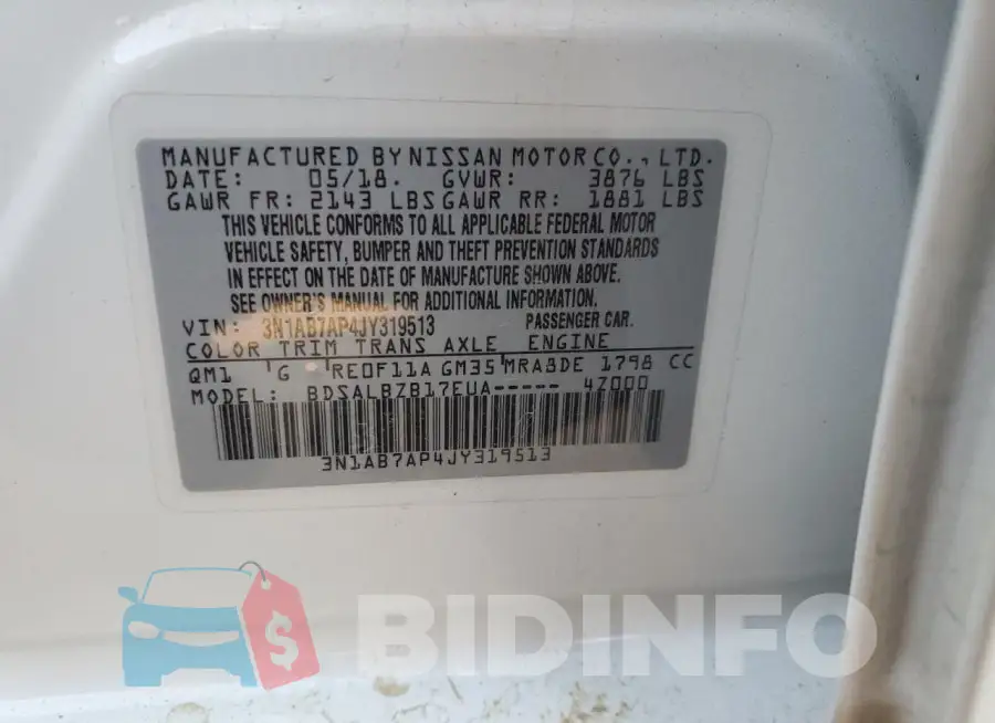 3N1AB7AP4JY319513 Photo# 12