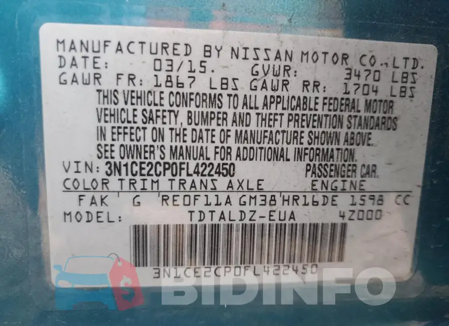 3N1CE2CP0FL422450 Photo# 12