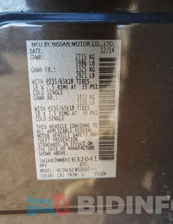 5N1AR2MM8FC632041 Photo# 12