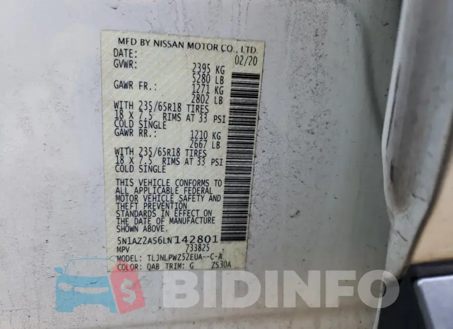 5N1AZ2AS6LN142801 Photo# 13