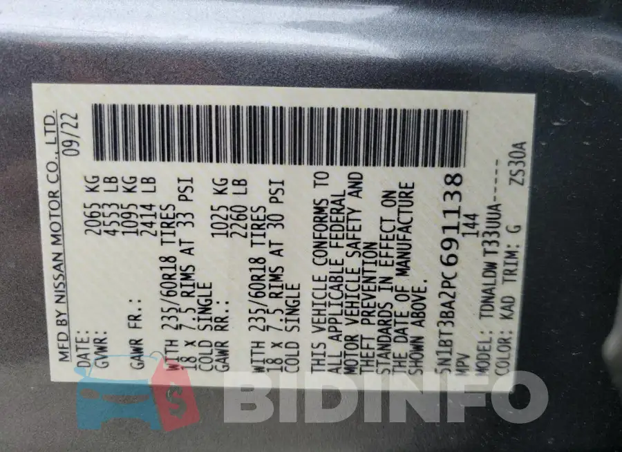 5N1BT3BA2PC691138 Photo# 13
