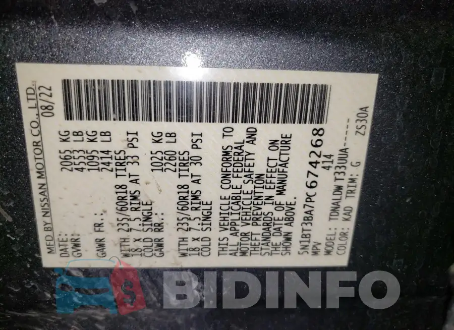 5N1BT3BA7PC674268 Photo# 14