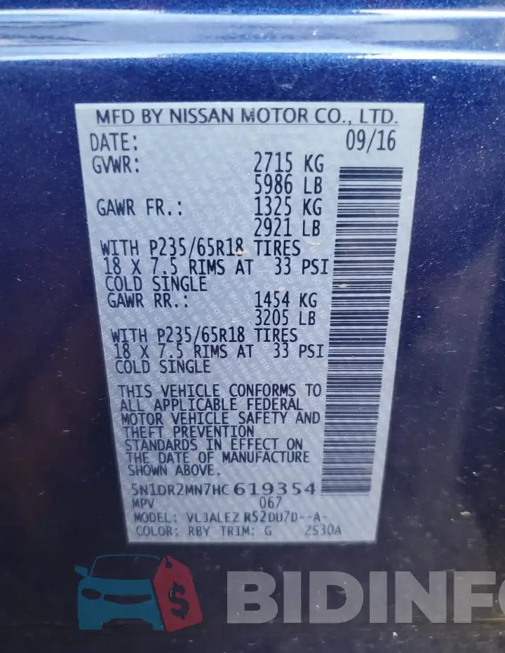 5N1DR2MN7HC619354 Photo# 13