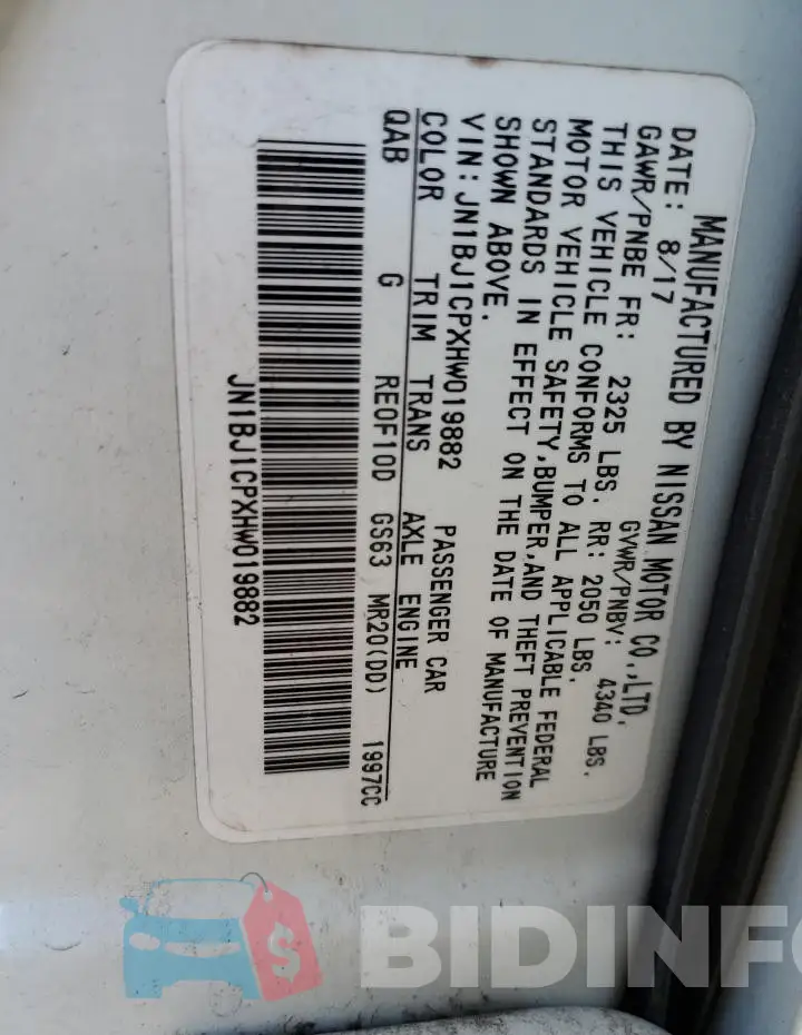 JN1BJ1CPXHW019882 Photo# 13