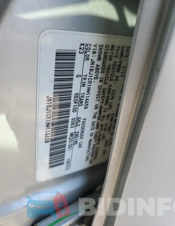 JN1BJ1CR1HW114459 Photo# 13