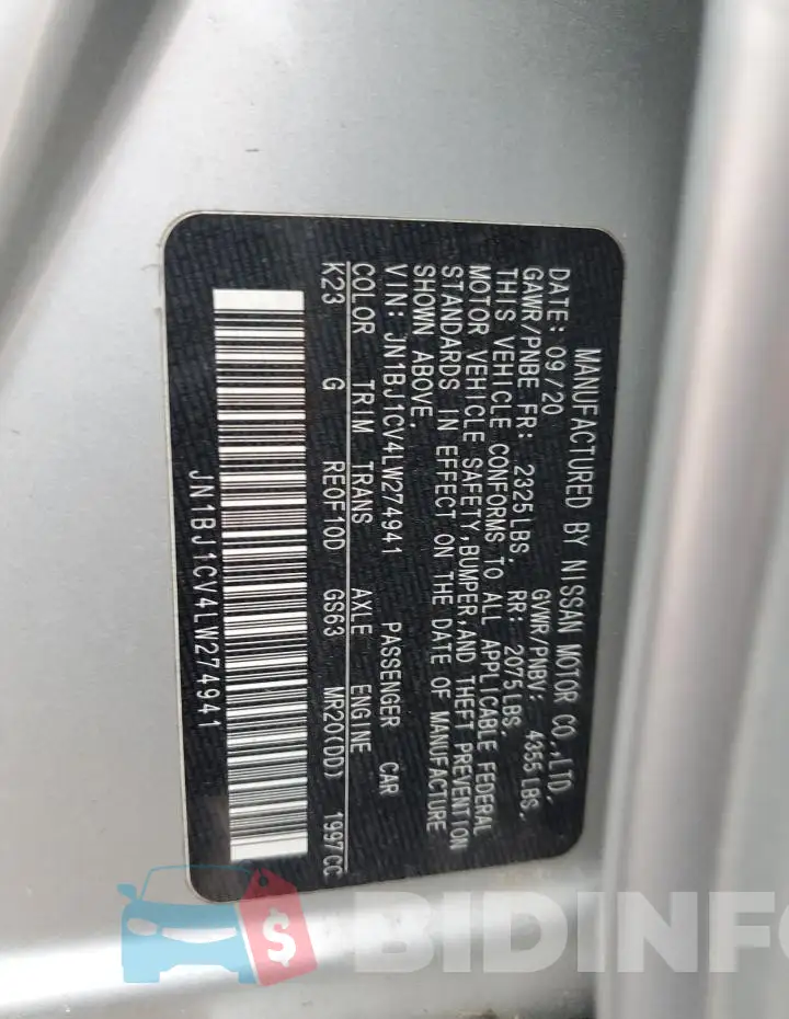 JN1BJ1CV4LW274941 Photo# 12