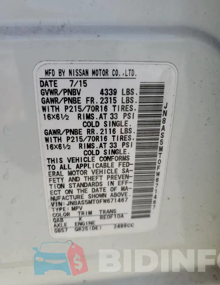 JN8AS5MT0FW671467 Photo# 13