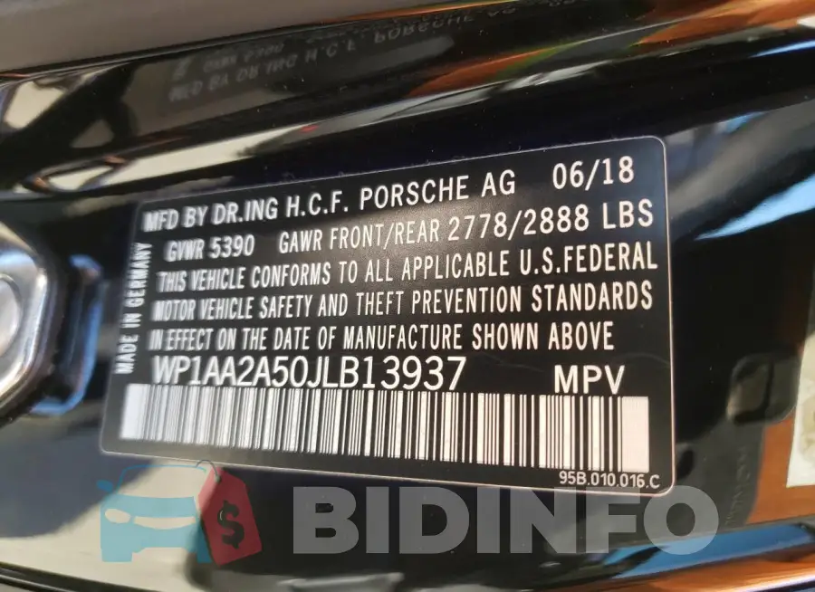 WP1AA2A50JLB13937 Photo# 13