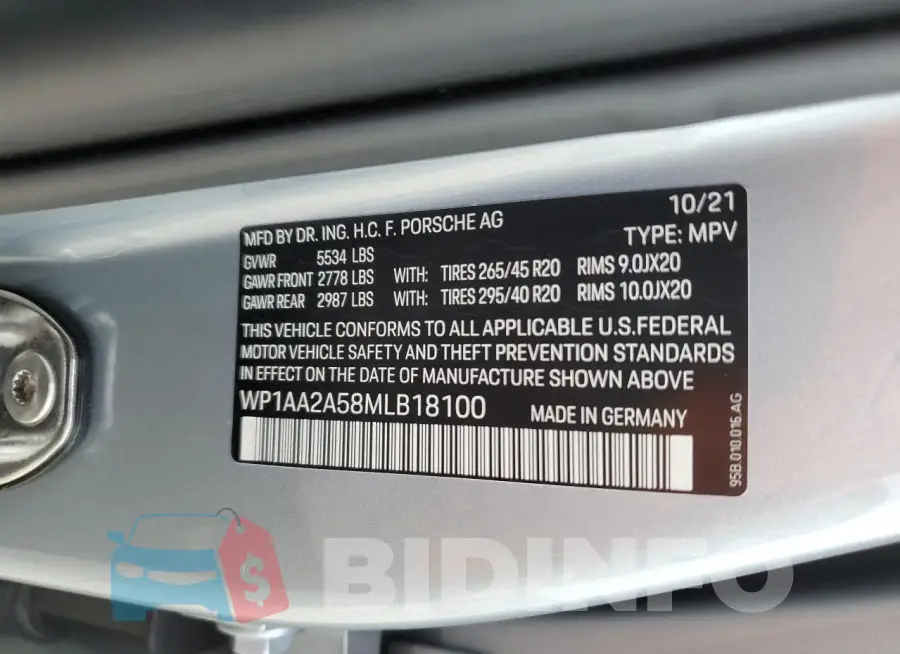 WP1AA2A58MLB18100 Photo# 14