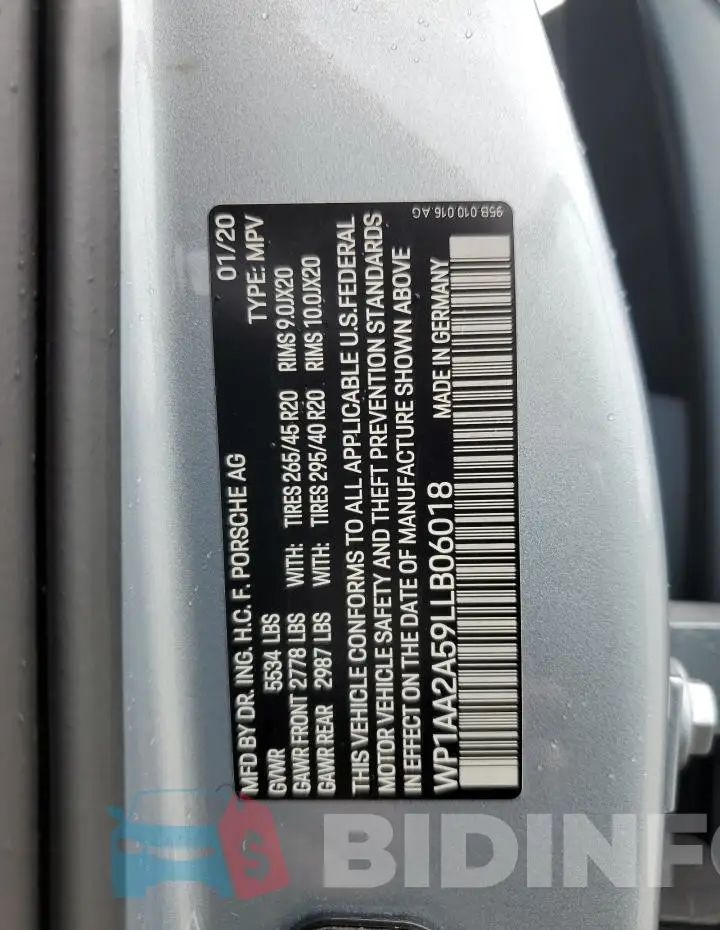 WP1AA2A59LLB06018 Photo# 12