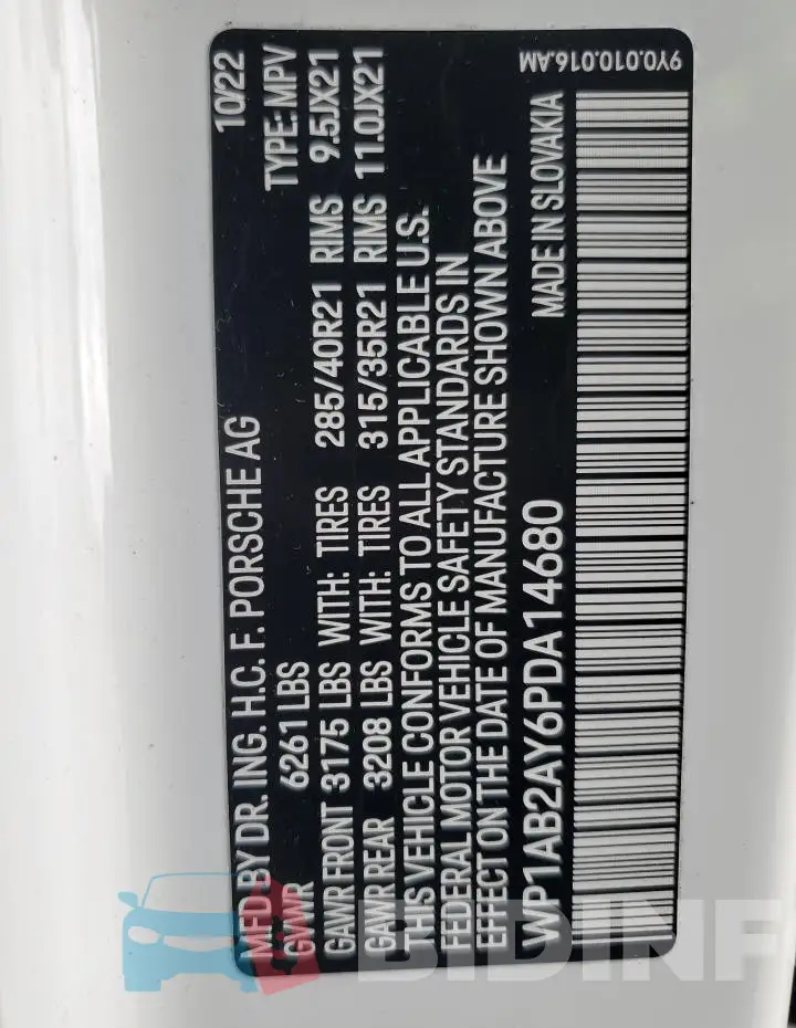 WP1AB2AY6PDA14680 Photo# 13