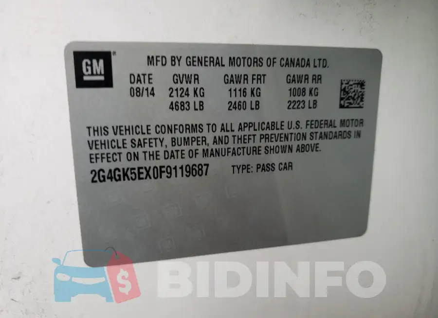 2G4GK5EX0F9119687 Photo# 12
