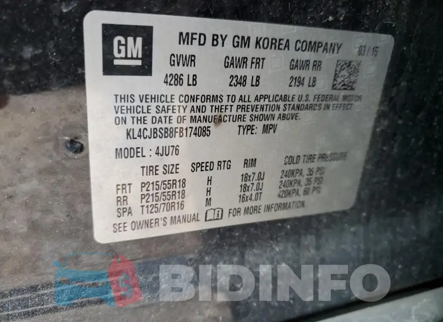 KL4CJBSB8FB174085 Photo# 13