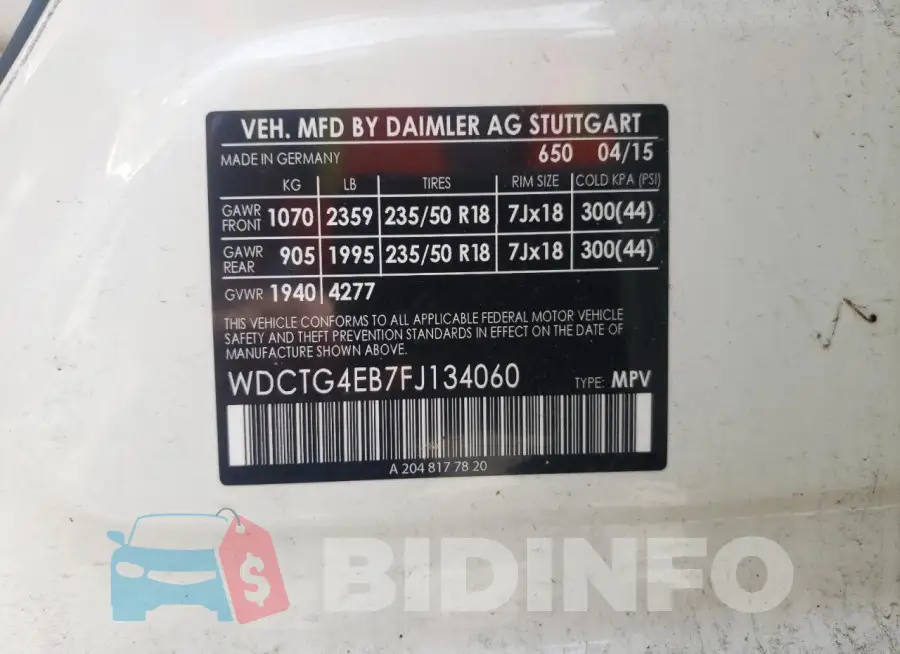WDCTG4EB7FJ134060 Photo# 12