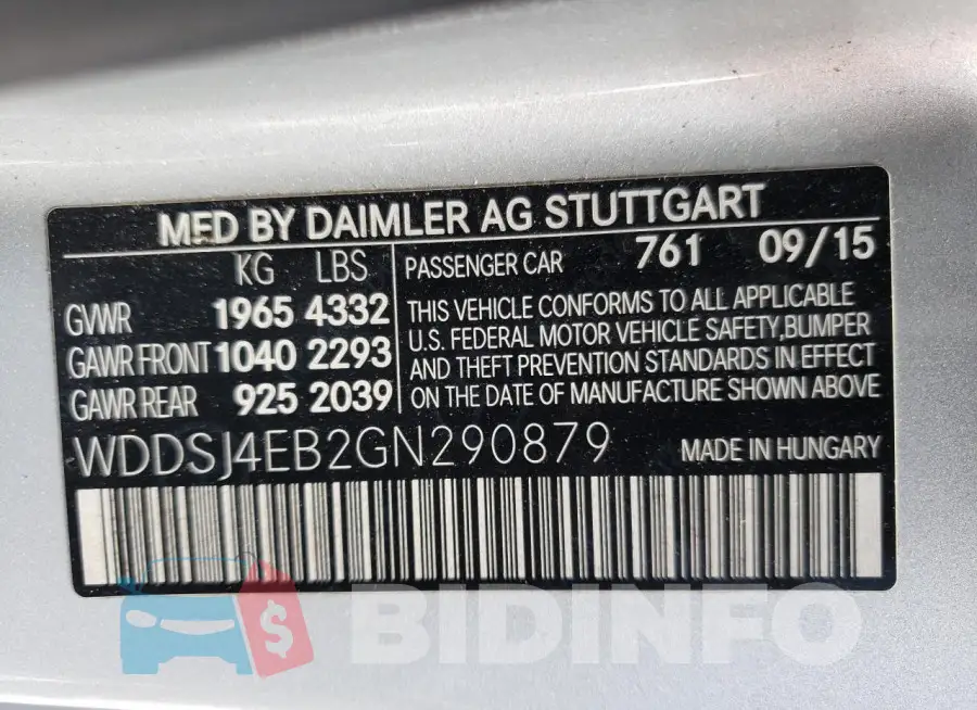 WDDSJ4EB2GN290879 Photo# 10
