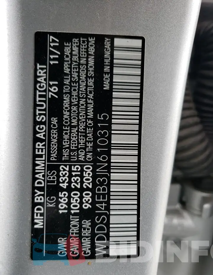 WDDSJ4EB3JN610315 Photo# 12