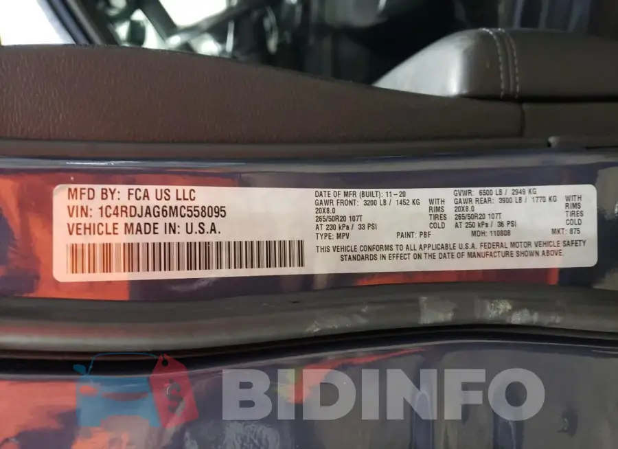 1C4RDJAG6MC558095 Photo# 13