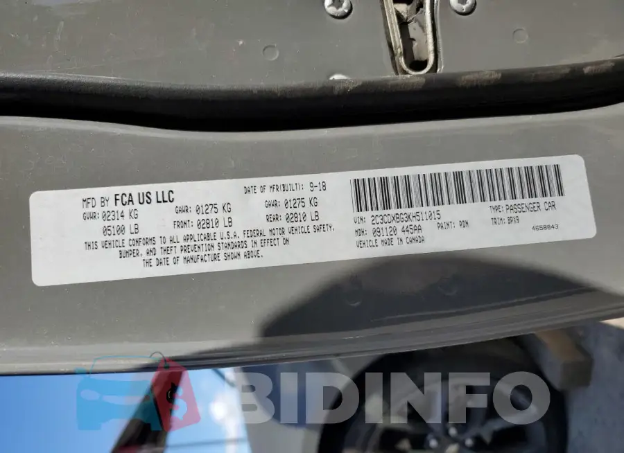 2C3CDXBG3KH511015 Photo# 12