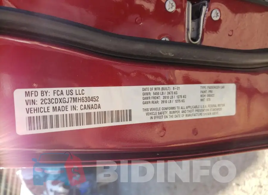 2C3CDXGJ7MH630452 Photo# 12