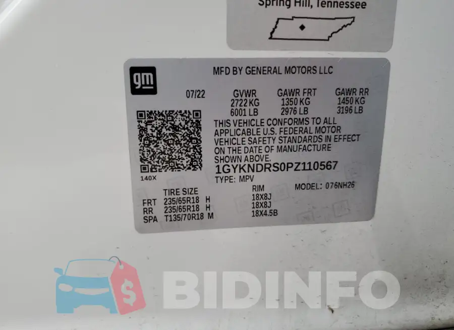 1GYKNDRS0PZ110567 Photo# 14