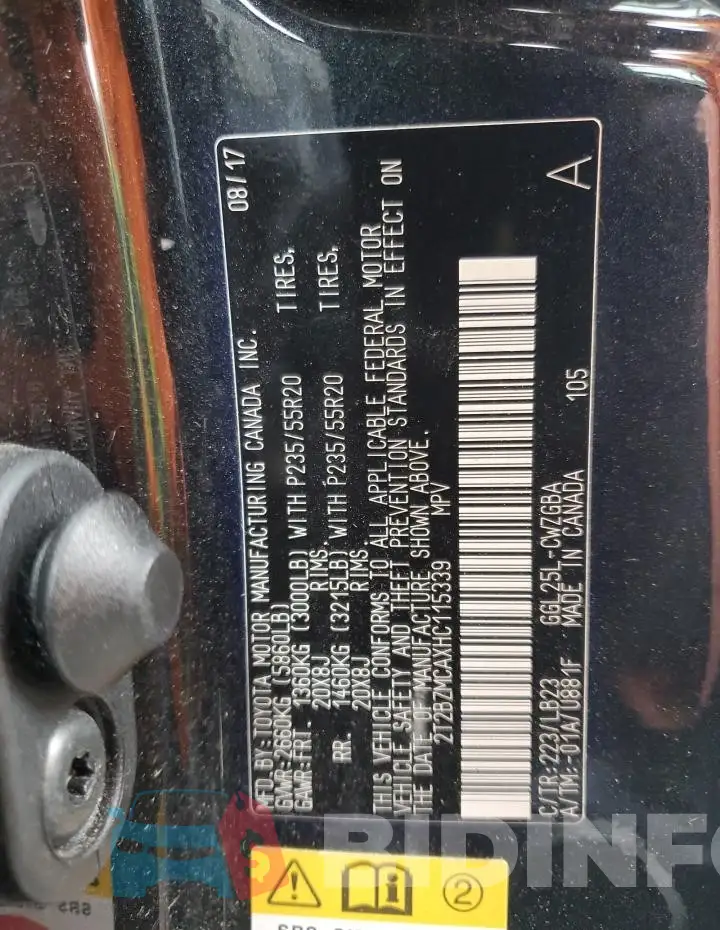 2T2BZMCAXHC115339 Photo# 14