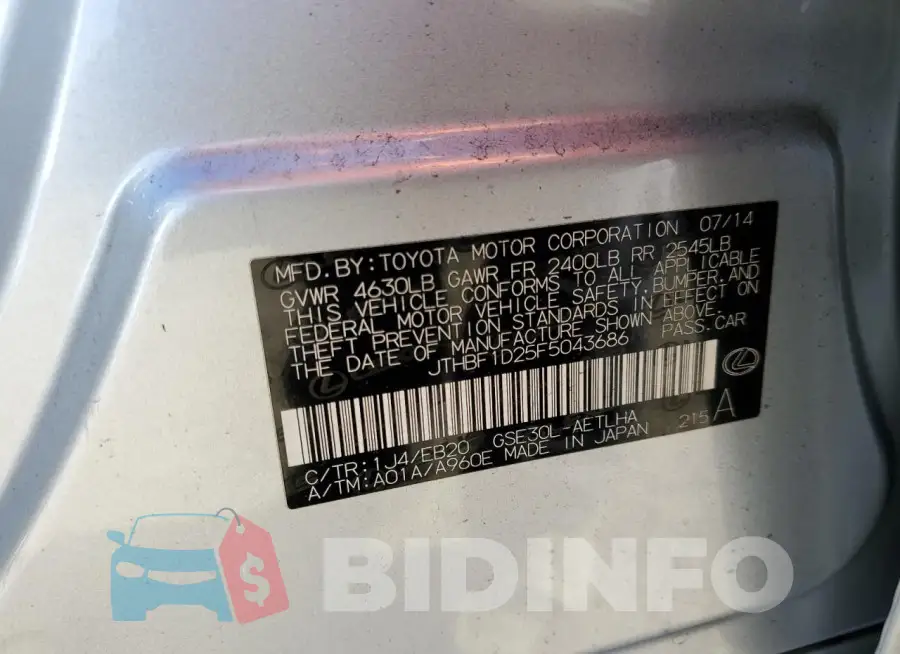 JTHBF1D25F5043686 Photo# 12