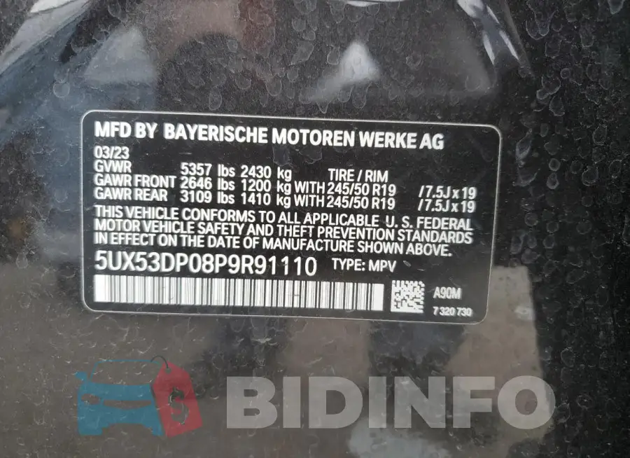 5UX53DP08P9R91110 Photo# 13