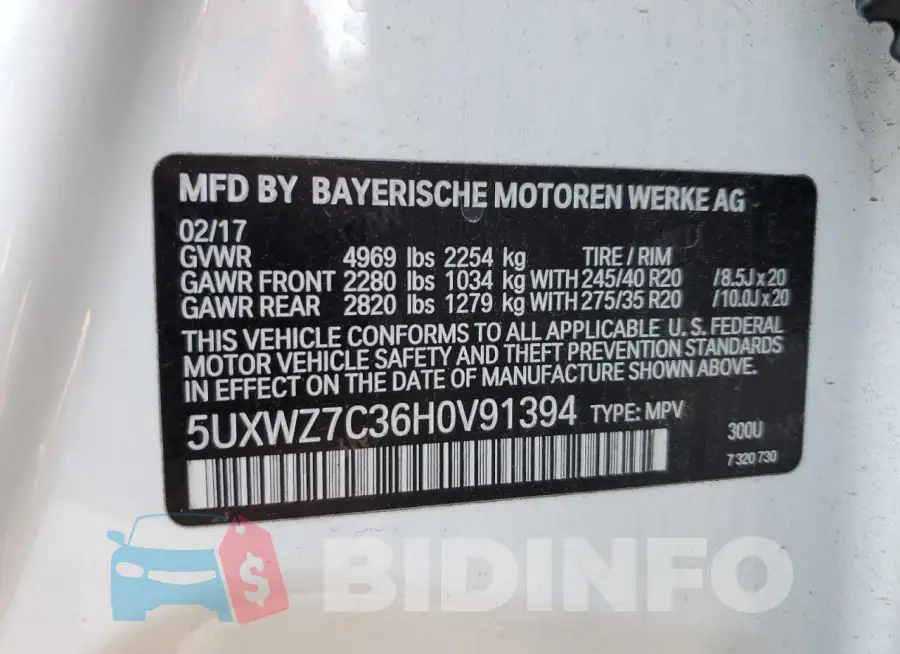 5UXWZ7C36H0V91394 Photo# 14