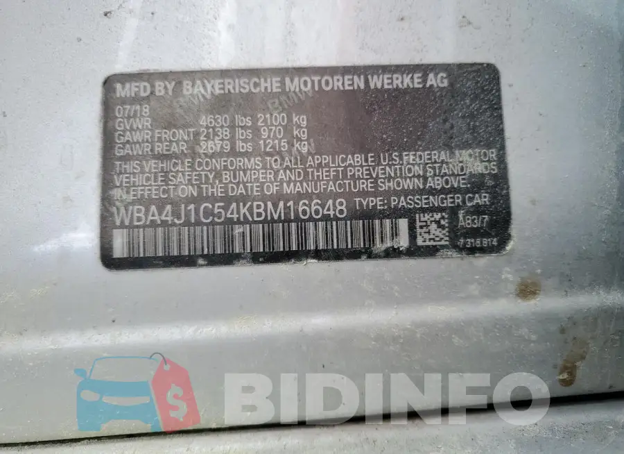 WBA4J1C54KBM16648 Photo# 12