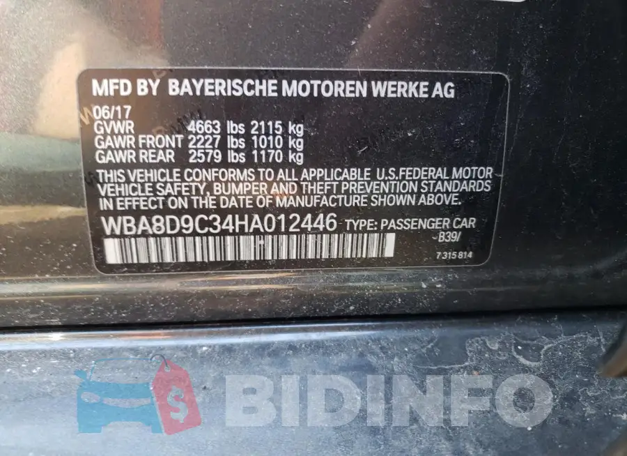 WBA8D9C34HA012446 Photo# 12
