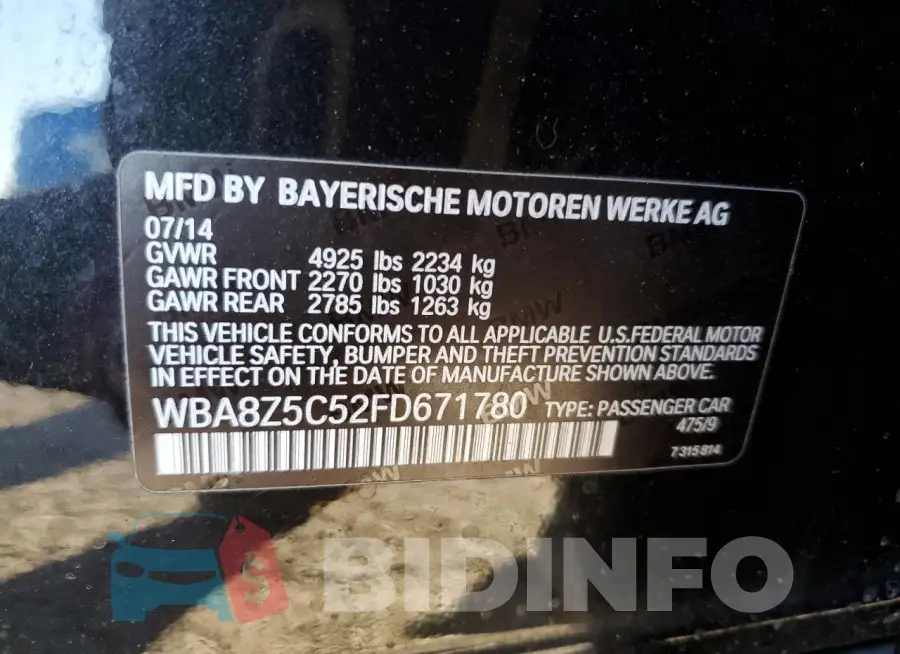 WBA8Z5C52FD671780 Photo# 13