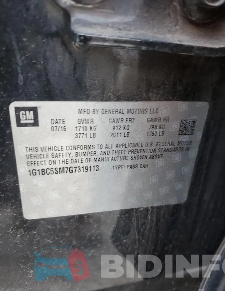 1G1BC5SM7G7319113 Photo# 13