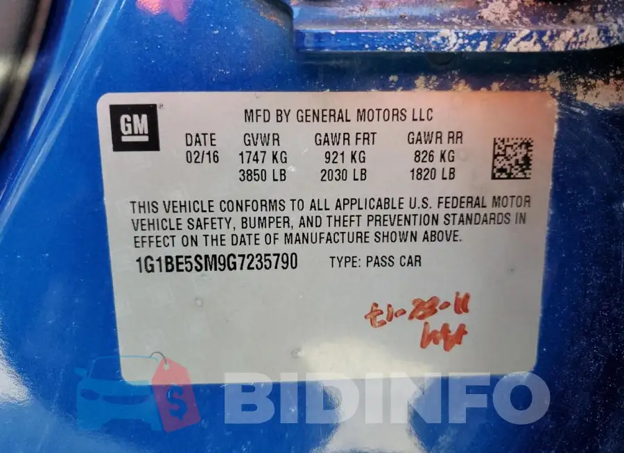 1G1BE5SM9G7235790 Photo# 12