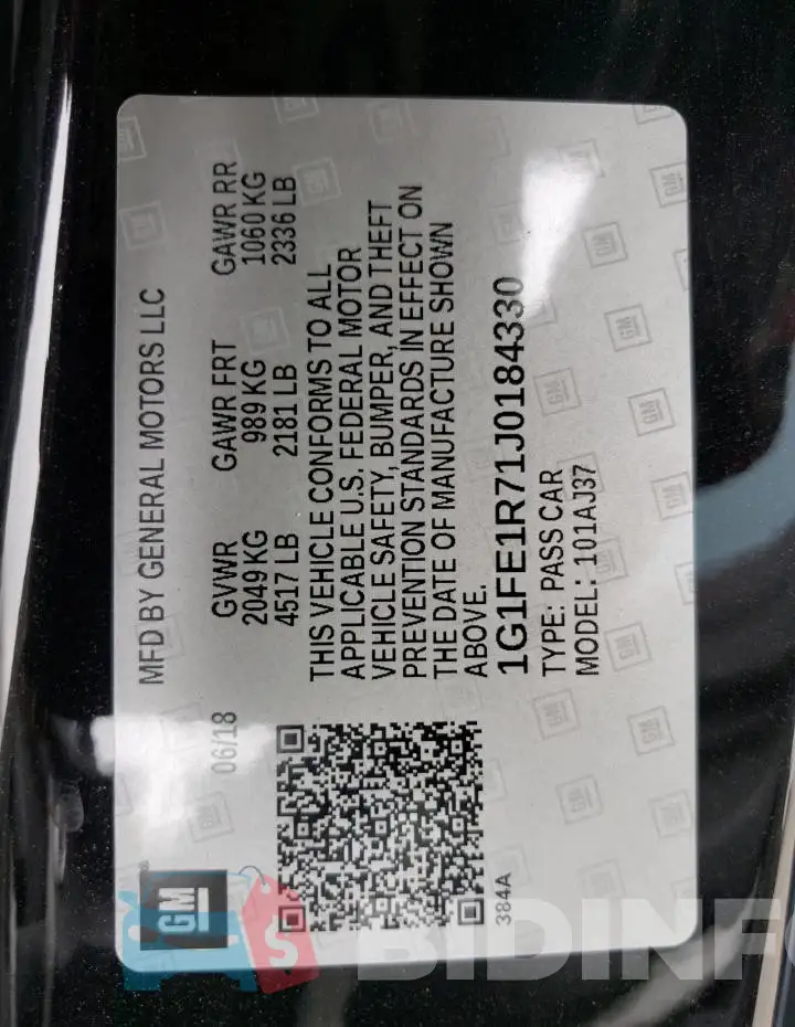 1G1FE1R71J0184330 Photo# 12