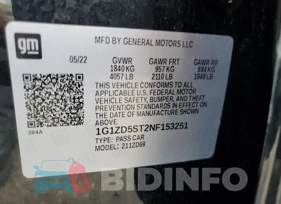 1G1ZD5ST2NF153251 Photo# 12