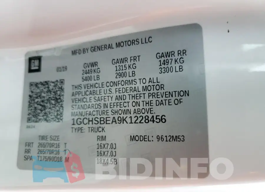 1GCHSBEA9K1228456 Photo# 12