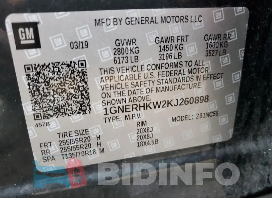 1GNERHKW2KJ260898 Photo# 12