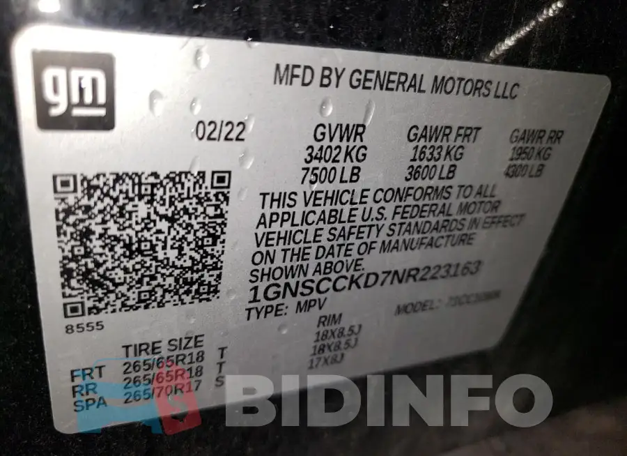 1GNSCCKD7NR223163 Photo# 13