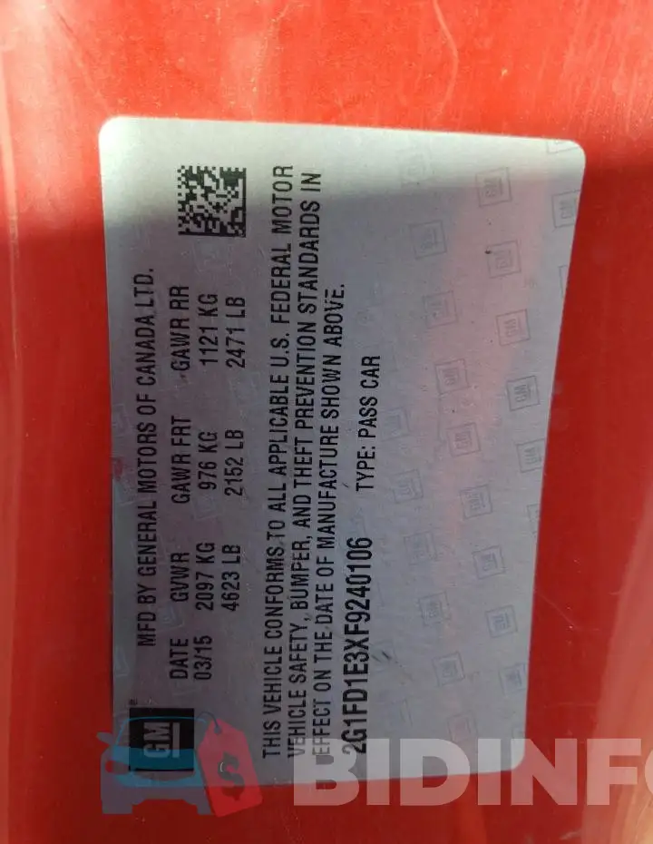 2G1FD1E3XF9240106 Photo# 13