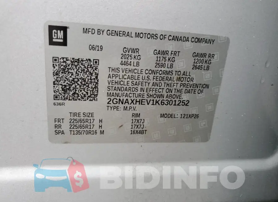 2GNAXHEV1K6301252 Photo# 13
