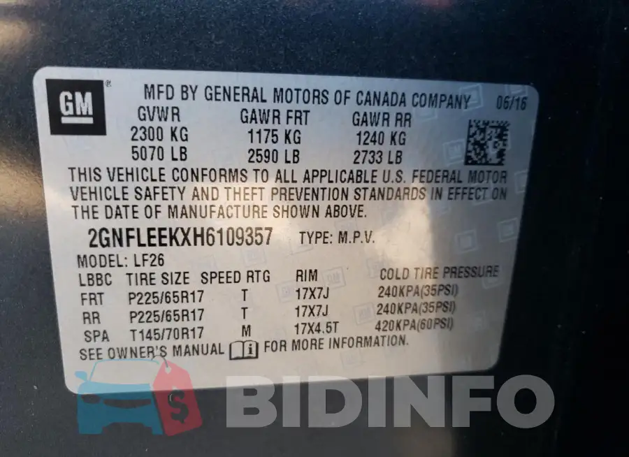 2GNFLEEKXH6109357 Photo# 14
