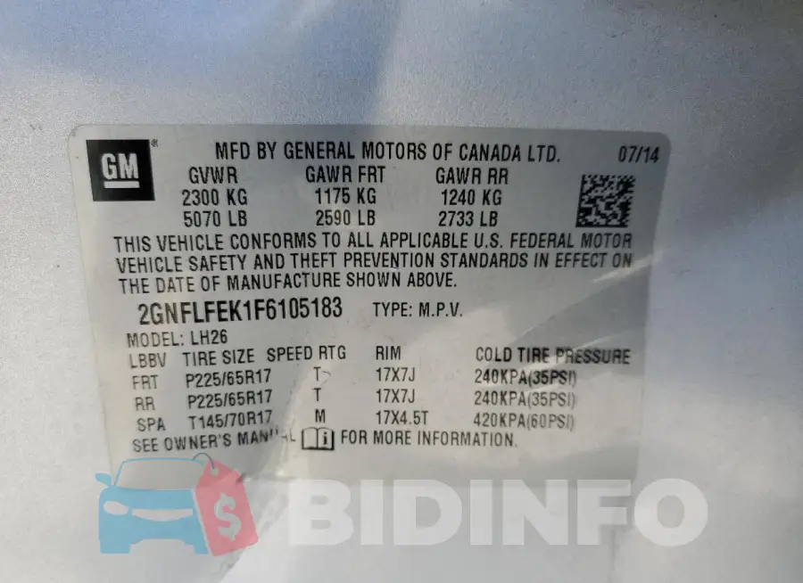 2GNFLFEK1F6105183 Photo# 13
