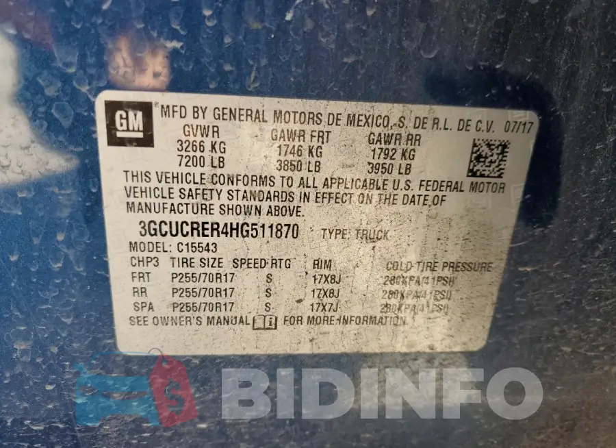 3GCUCRER4HG511870 Photo# 12