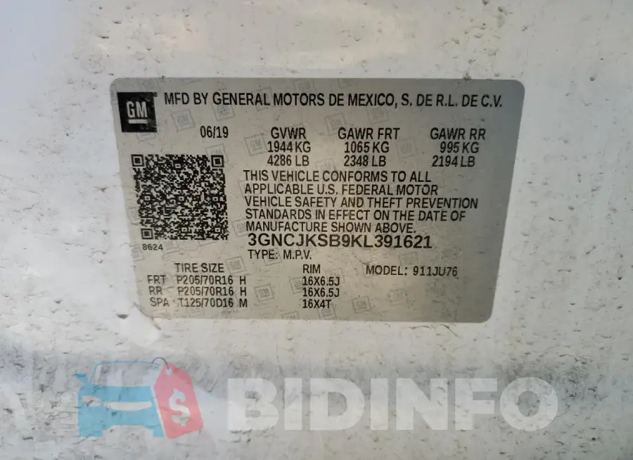 3GNCJKSB9KL391621 Photo# 12