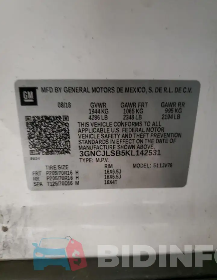 3GNCJLSB5KL142531 Photo# 12