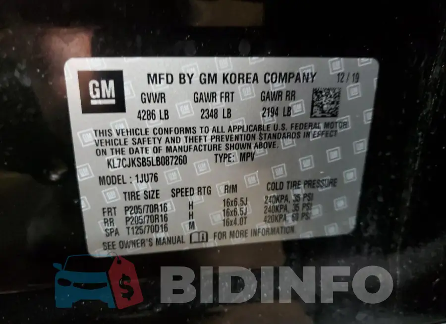 KL7CJKSB5LB087260 Photo# 12