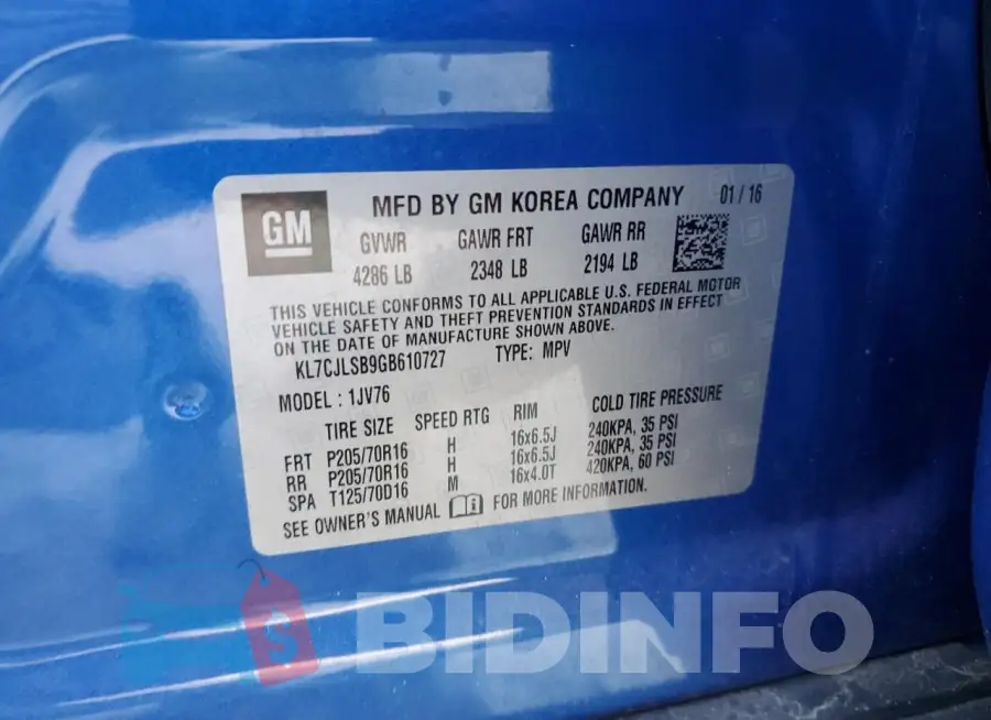 KL7CJLSB9GB610727 Photo# 13