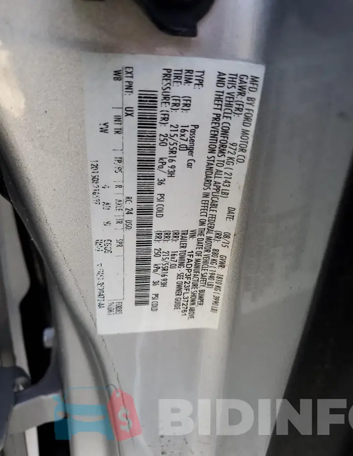 1FADP3F23FL372761 Photo# 12