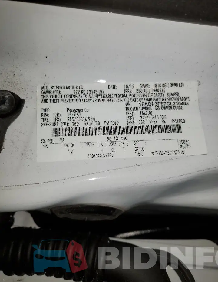 1FADP3FE7GL210403 Photo# 12